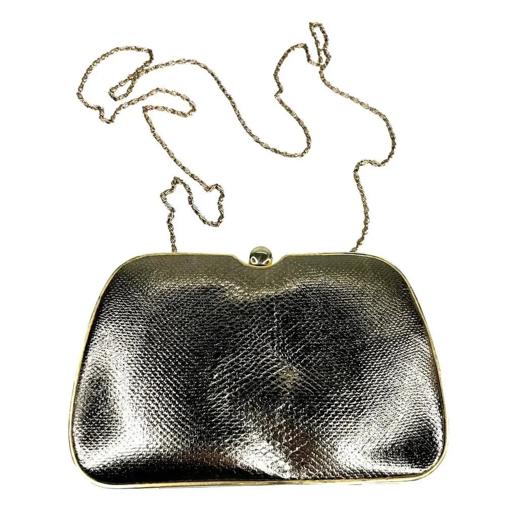 Le-Ann Gold Purse Clutch Crossbody Chain 7